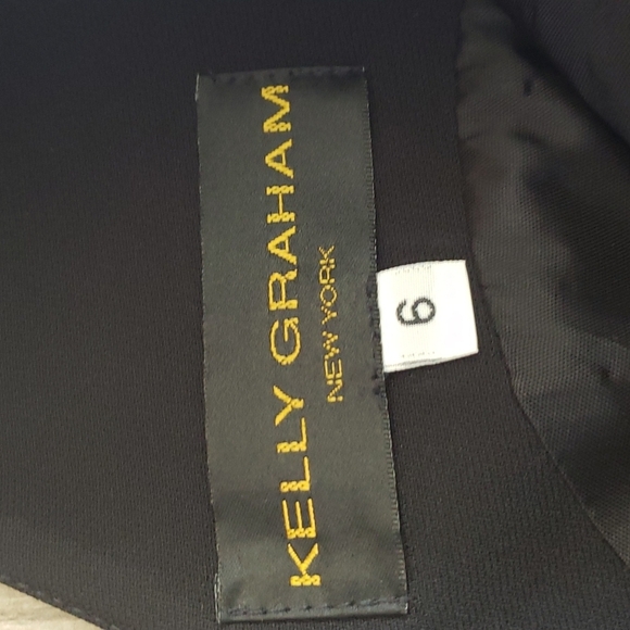 KELLY GRAHAM NEW YORK VNECK SILK BLEND BLACK SLEEVELESS SHEATH DRESS SZ 6 - Picture 7 of 12